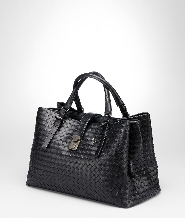 BOTTEGA VENETA Nero Light Calf Intrecciato Roma Bag Top Handle Bag D fp