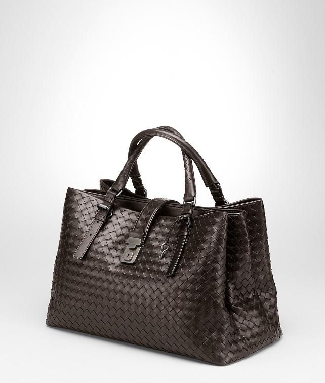 BOTTEGA VENETA Nero Light Calf Intrecciato Roma Bag Top Handle Bag D fp
