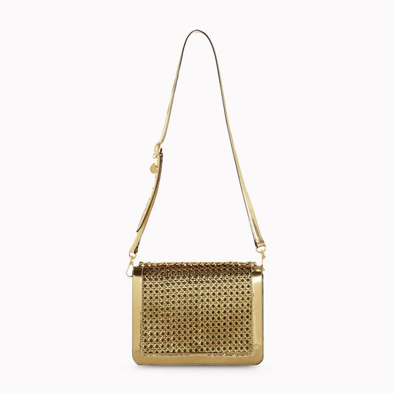 Stella McCartney, Sac d’épaule Pembridge doré imitation vachette tressée