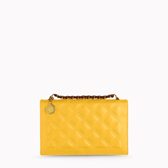 Stella McCartney, Petite pochette Grace imitation nappa gaufré couleur cannelle