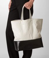Bottega Veneta® Lino Spalmato Light Calf Scolpito Tote Bottega Veneta® Lino Spalmato Light Calf Scolpito Tote