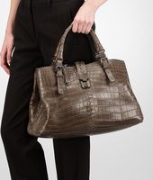 Bottega Veneta® Shadow Soft Crocodile Fume Roma Bag Bottega Veneta® Shadow Soft Crocodile Fume Roma Bag