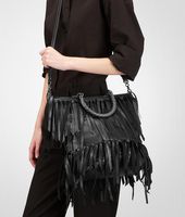 Bottega Veneta® Nero Intrecciato Nappa Fringe Bag Bottega Veneta® Nero Intrecciato Nappa Fringe Bag