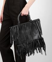 Bottega Veneta® Nero Intrecciato Nappa Fringe Bag Bottega Veneta® Nero Intrecciato Nappa Fringe Bag