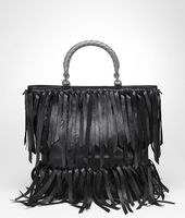 Bottega Veneta® Nero Intrecciato Nappa Fringe Bag Bottega Veneta® Nero Intrecciato Nappa Fringe Bag