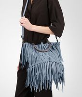 Bottega Veneta® Nero Intrecciato Nappa Fringe Bag Bottega Veneta® Nero Intrecciato Nappa Fringe Bag