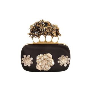 ALEXANDER MCQUEEN, Clutch, Flowers & Honeycomb Embroidered Short Knucklebox Clutch