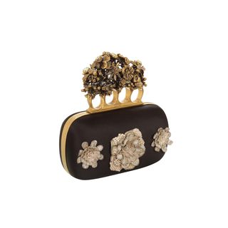 ALEXANDER MCQUEEN, Clutch, Flowers & Honeycomb Embroidered Short Knucklebox Clutch