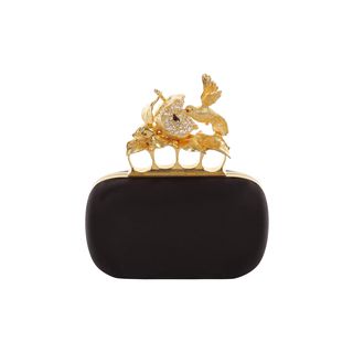 ALEXANDER MCQUEEN, Clutch, Satin Apple & Hummingbird Skull Knucklebox Clutch