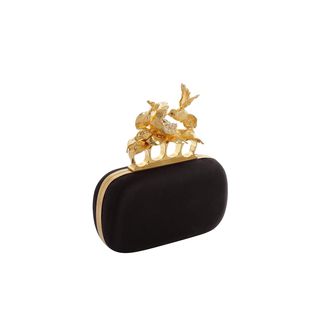 ALEXANDER MCQUEEN, Clutch, Satin Apple & Hummingbird Skull Knucklebox Clutch