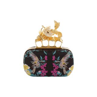 ALEXANDER MCQUEEN, Clutch, Embroidered Apple & Hummingbird Skull Knucklebox Clutch