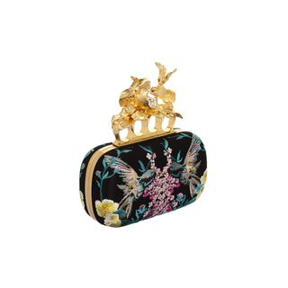 ALEXANDER MCQUEEN, Clutch, Embroidered Apple & Hummingbird Skull Knucklebox Clutch