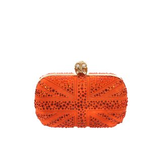 ALEXANDER MCQUEEN, Clutch, Suede Crystal Britannia Skull Box Clutch