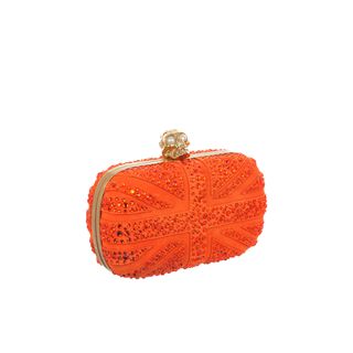 ALEXANDER MCQUEEN, Clutch, Suede Crystal Britannia Skull Box Clutch