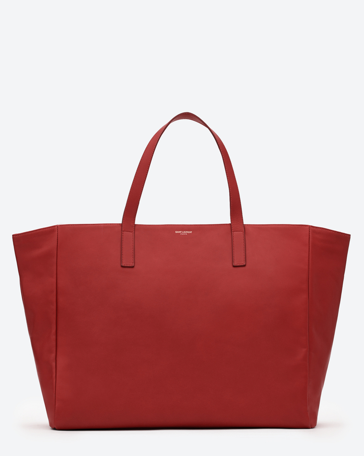 saintlaurent, Classic East-West Shopping Saint Laurent Bag In Red Suede And Leather