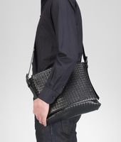 Bottega Veneta® Nero Intrecciato Light Calf Cross Body Messenger Bottega Veneta® Nero Intrecciato Light Calf Cross Body Messenger
