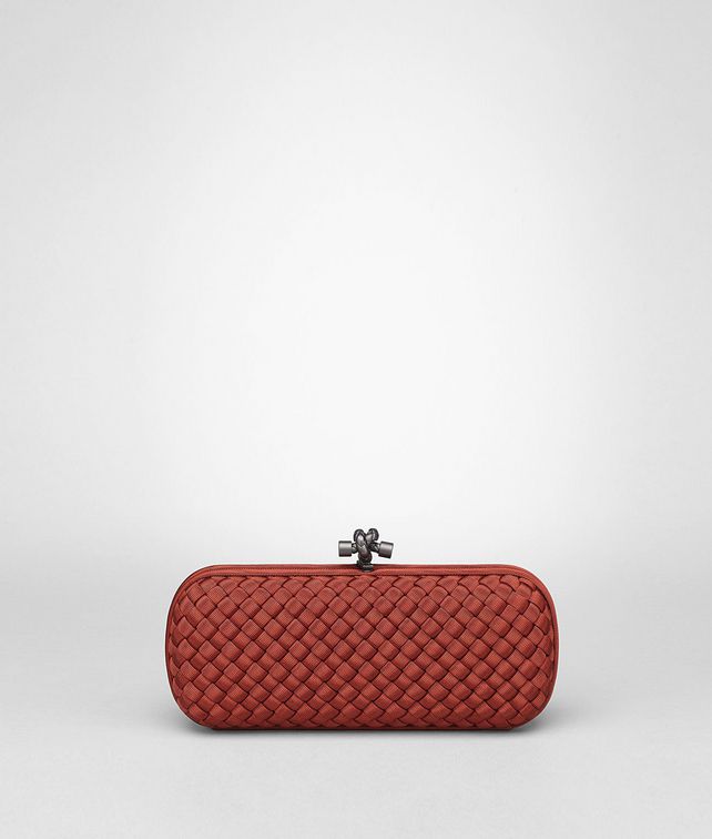 BOTTEGA VENETA STRETCH KNOT CLUTCH IN BRIQUE INTRECCIO FAILLE MOIRE Clutch D fp