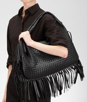 Bottega Veneta® Nero Intrecciato Nappa Fringe Large Veneta Bottega Veneta® Nero Intrecciato Nappa Fringe Large Veneta