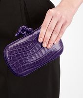 Bottega Veneta® Knot Plum in Soft Crocodile Fume Bottega Veneta® Knot Plum in Soft Crocodile Fume