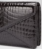 Bottega Veneta® Nero Shiny Crocodile Clutch Bottega Veneta® Nero Shiny Crocodile Clutch