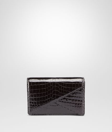 BOTTEGA VENETA - Nero Shiny Crocodile Clutch