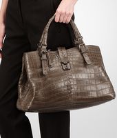Bottega Veneta® Edoardo Soft Crocodile Fume Roma Bag Bottega Veneta® Edoardo Soft Crocodile Fume Roma Bag