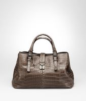Bottega Veneta® Shadow Soft Crocodile Fume Roma Bag Bottega Veneta® Shadow Soft Crocodile Fume Roma Bag