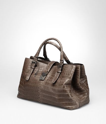 BOTTEGA VENETA - Shadow Soft Crocodile Fume Roma Bag