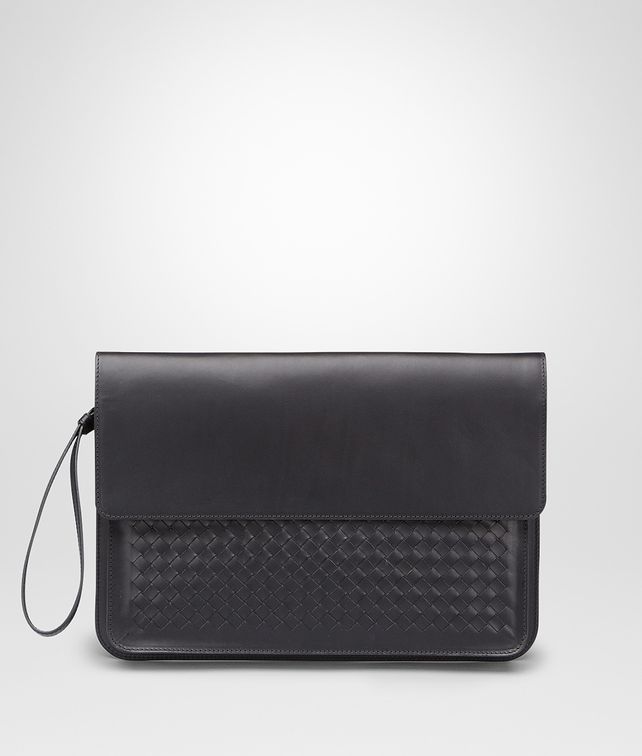 BOTTEGA VENETA DOCUMENT CASE IN NERO CALF, INTRECCIATO DETAILS Small bag U fp