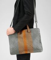 Bottega Veneta® Frontiere Bronze Kari Intrecciato Club Fume Briefcase Bottega Veneta® Frontiere Bronze Kari Intrecciato Club Fume Briefcase