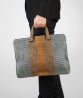 Bottega Veneta® Frontiere Bronze Kari Intrecciato Club Fume Briefcase Bottega Veneta® Frontiere Bronze Kari Intrecciato Club Fume Briefcase