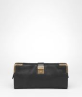 Bottega Veneta® Clutch aus gewachstem Leder und Metall Nero Bottega Veneta® Clutch aus gewachstem Leder und Metall Nero