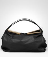 Bottega Veneta® Nero Waxed Leather Metal Bag Bottega Veneta® Nero Waxed Leather Metal Bag