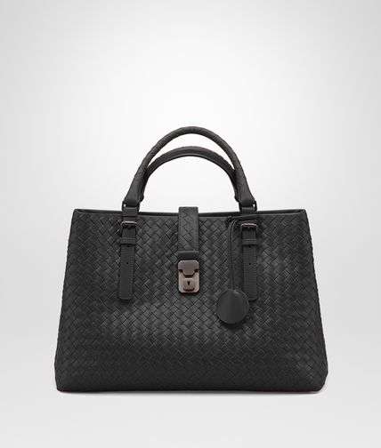 BOTTEGA VENETA - Nero Intrecciato Light Calf Roma Bag