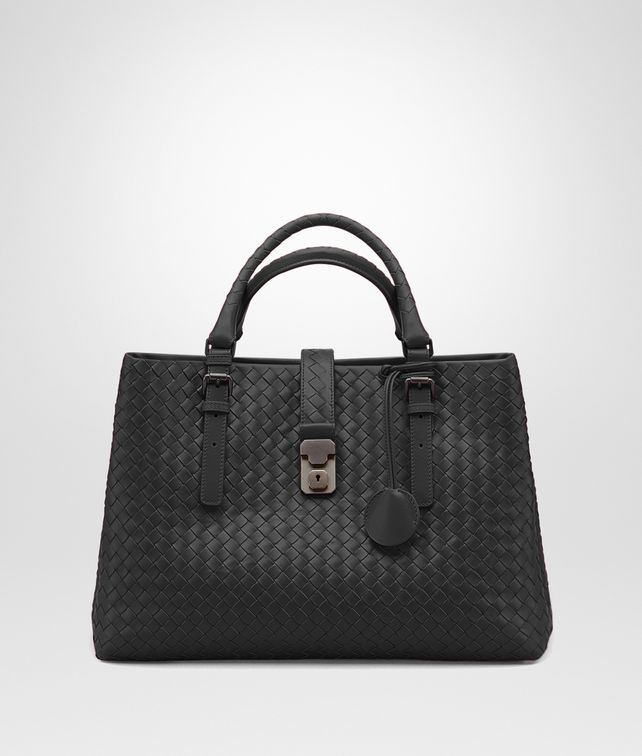 BOTTEGA VENETA MEDIUM ROMA BAG IN NERO INTRECCIATO CALF Top Handle Bag D fp