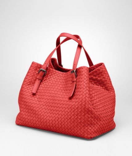 BOTTEGA VENETA - New Red Intrecciato Nappa Tote