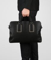 Bottega Veneta® Nero Buffalo Leather Metal Briefcase Bottega Veneta® Nero Buffalo Leather Metal Briefcase