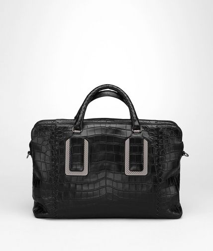 BOTTEGA VENETA - Nero Soft Crocodile Briefcase