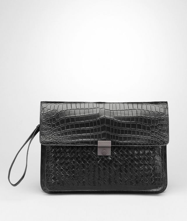 BOTTEGA VENETA Nero Intrecciato Soft Crocodile Document Case Small bag U fp