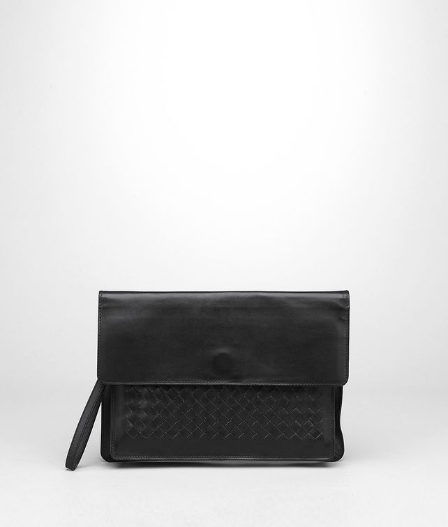 BOTTEGA VENETA DOCUMENT CASE IN NERO CALF, INTRECCIATO DETAILS Small bag U fp