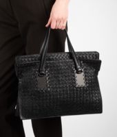 Bottega Veneta® Nero Intreccio Tricot Raffia Bag Bottega Veneta® Nero Intreccio Tricot Raffia Bag