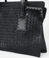 Bottega Veneta® Nero Intreccio Tricot Raffia Bag Bottega Veneta® Nero Intreccio Tricot Raffia Bag