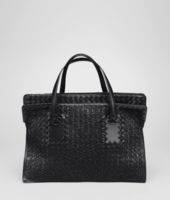 Bottega Veneta® Nero Intreccio Tricot Raffia Bag Bottega Veneta® Nero Intreccio Tricot Raffia Bag