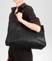 Bottega Veneta® Nero Intreccio Tricot Raffia Bag Bottega Veneta® Nero Intreccio Tricot Raffia Bag