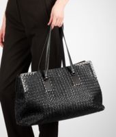 Bottega Veneta® Nero Intreccio Tricot Raffia Bag Bottega Veneta® Nero Intreccio Tricot Raffia Bag