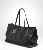 Bottega Veneta® Nero Intreccio Tricot Raffia Bag Bottega Veneta® Nero Intreccio Tricot Raffia Bag