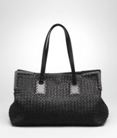 Bottega Veneta® Nero Intreccio Tricot Raffia Bag Bottega Veneta® Nero Intreccio Tricot Raffia Bag