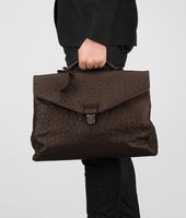 Bottega Veneta® Cioccolato Antique Ostrich Briefcase Bottega Veneta® Cioccolato Antique Ostrich Briefcase