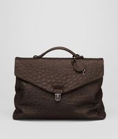 Bottega Veneta® Cioccolato Antique Ostrich Briefcase Bottega Veneta® Cioccolato Antique Ostrich Briefcase
