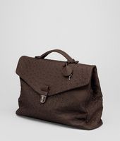 Bottega Veneta® Cioccolato Antique Ostrich Briefcase Bottega Veneta® Cioccolato Antique Ostrich Briefcase